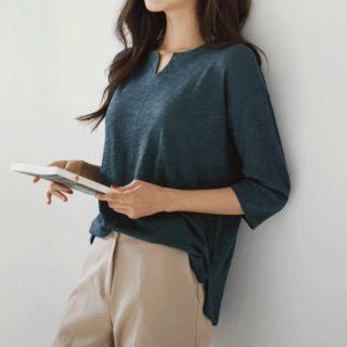Buttoned Notched-neckline M Lange T-shirt