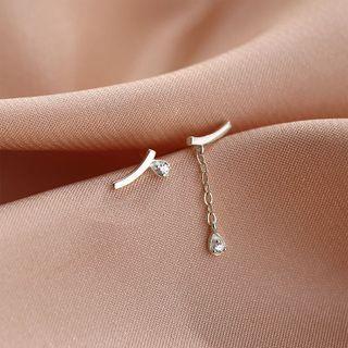 Asymmetrical Rhinestone Waterdrop Earring