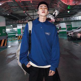 Lettering Polo Collar Pullover