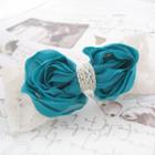 Sparkle Lace And Chiffon Bow Hair Pin -blue One Size