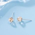 925 Sterling Silver Cube Stud Earring 1 Pair - E153 - Silver - One Size