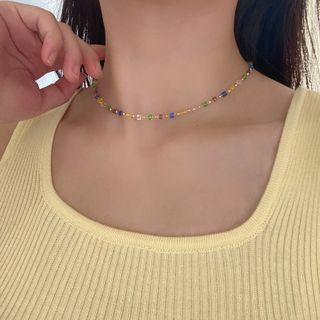Bead Choker 1 Pc - Blue & Green & Yellow - One Size