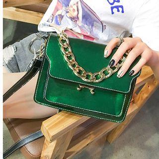 Chained Patent Shoulder Bag