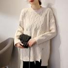 Cable Knit Asymmetric Sweater