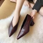 Block Heel Croc Grain Ankle Boots