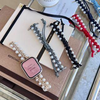 Faux Pearl Woven Apple Watch Strap