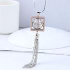 Cubic Tassel Pendant Necklace Silver - One Size