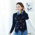 Flower Embroidery Knit Cardigan
