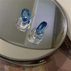 Layered Acrylic Drop Earring 1 Pair - Silver Stud - Blue - One Size