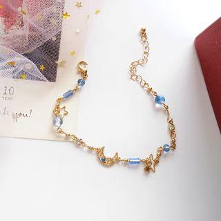 Alloy Moon & Star Faux Crystal Bracelet