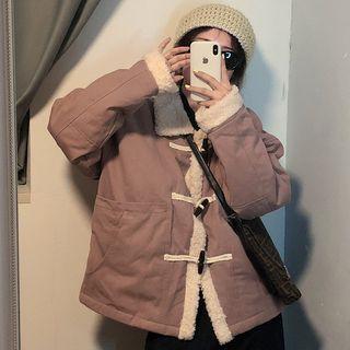 Fleece Panel Toggle Jacket Purple - One Size