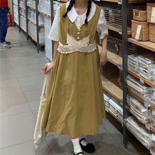 Short-sleeve Blouse / Midi Overall Dress