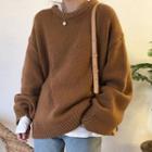 Plain Sweater / Slid-back Midi Skirt