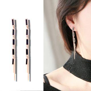 Metallic-bar Earring 1 Pair - As Shown In Figure - One Size