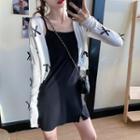 Bow Accent V-neck Knit Cardigan / Plain Slipdress