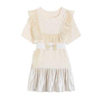 Ruffle Panel Shirred Mini A-line Dress