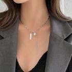 Bar Freshwater Pearl Pendant Alloy Necklace Silver - One Size