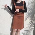 Button-front Knit Pinafore