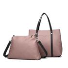 Set: Faux Leather Carryall Bag + Shoulder Bag