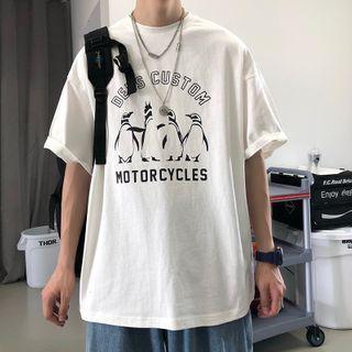Penguin Print Oversize Short-sleeve Tee