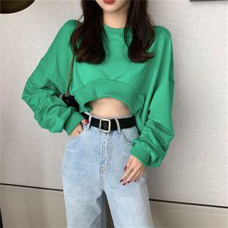 Cropped Sweatshirt / Asymmetric Midi A-line Skirt