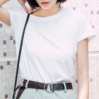 Plain Short-sleeve T-shirt White - One Size