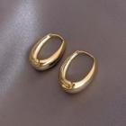 Oval Hoop Earring 1 Pair - Gold - One Size