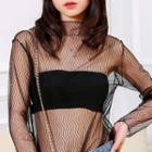 Long-sleeve Sheer Top With Bandeau