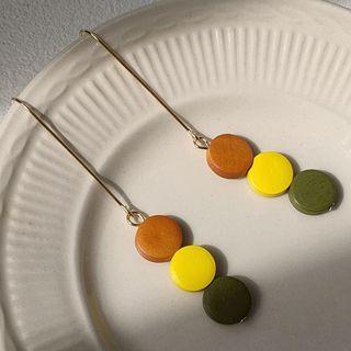 Wooden Drop Earring 1 Pair - 75 - Orange & Yellow & Green - One Size
