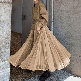 Mesh Panel Trench Coat