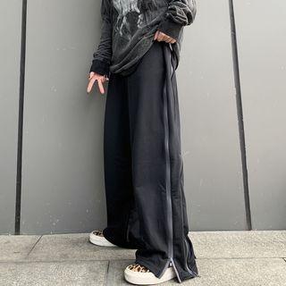 Zip-accent Wide Leg Pants