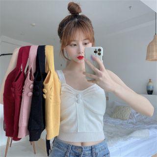 Button Accent Knit Tank Top