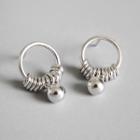 925 Sterling Silver Hoop & Bead Dangle Earring 925 Silver - Platinum - One Size