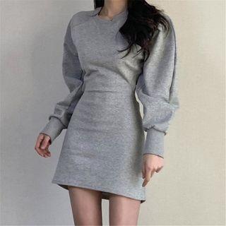 Open Back Lantern-sleeve Mini A-line Dress
