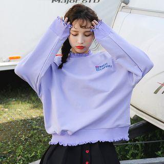 Long Sleeve Printed Sweatshirt Purple - One Size