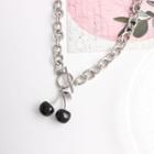 Cherry Drop Necklace Silver & Black - One Size