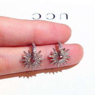 Rhinestone Sun Drop Earring 1 Pair - Silver - One Size