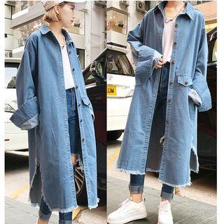 Buttoned Long Denim Coat