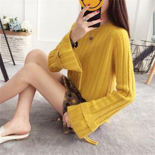 Slit-sleeve Crewneck Sweater