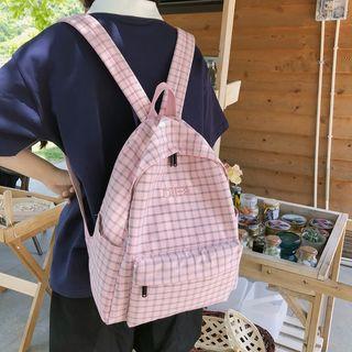 Letter Plaid Canvas Backpack