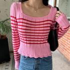 Striped Knit Top Rose Pink - One Size
