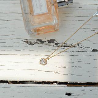 Heart-rhinestone Necklace Gold - One Size
