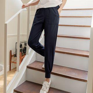 Band-waist Patch-pocket Jogger Pants