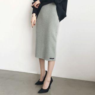 Wool Blend Midi Pencil Skirt