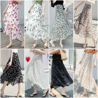 Chiffon Midi A-line Skirt (various Designs)