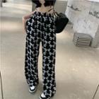 Ribbon-print Wide-leg Pants