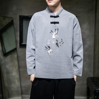 Pig Embroidered Frog Buttoned Jacket