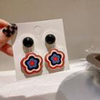 Floral Drop Earring 1 Pair - Black & Red & Blue - One Size