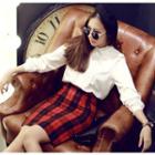 Embroidered Pintuck Blouse