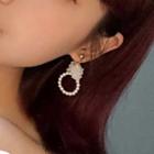 Faux Pearl Lace Mini Hoop Earring